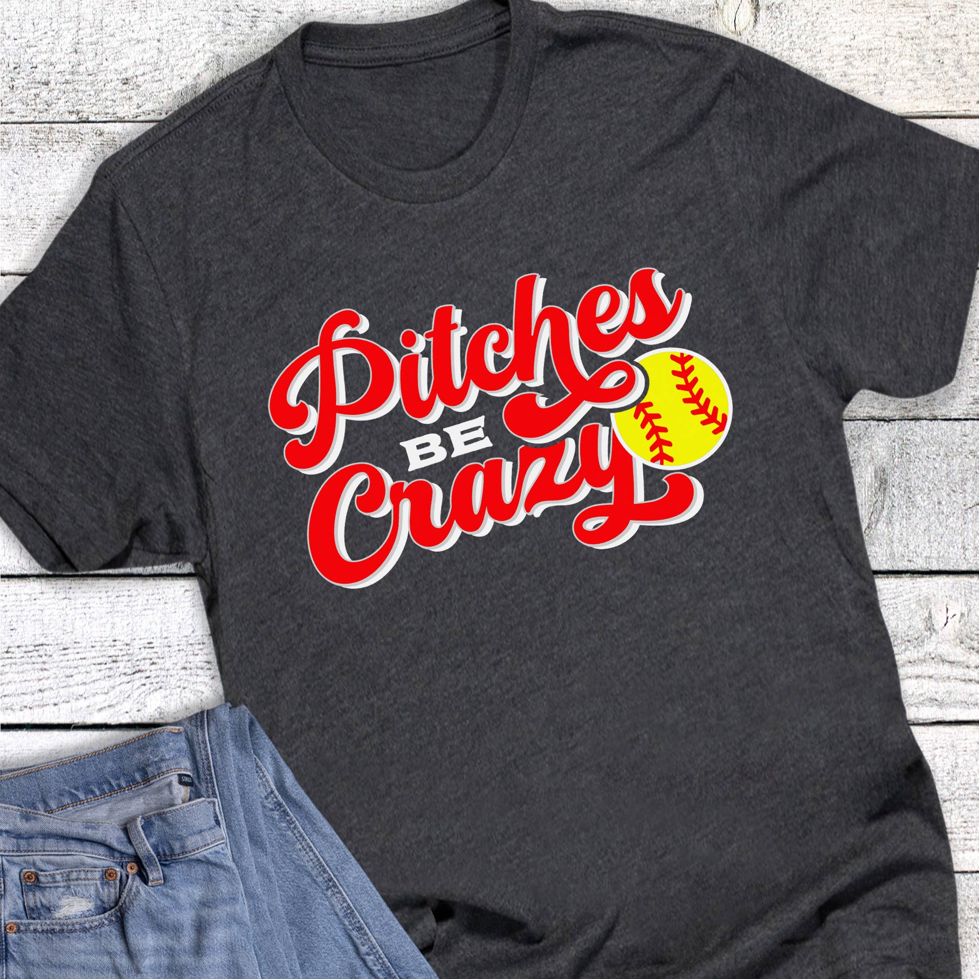 Softball Pitches Be Crazy Graphic - Adult & Kids T-Shirts, Sweatshirts & Hoodies apparel design preview 1