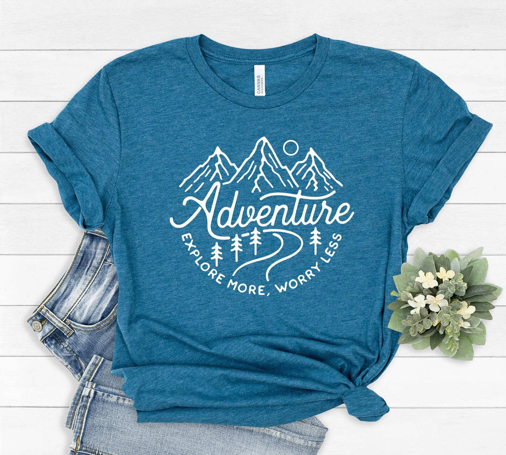 Adventure Explore More Worry Less - Adult & Kids T-Shirts, Sweatshirts & Hoodies apparel design preview 1