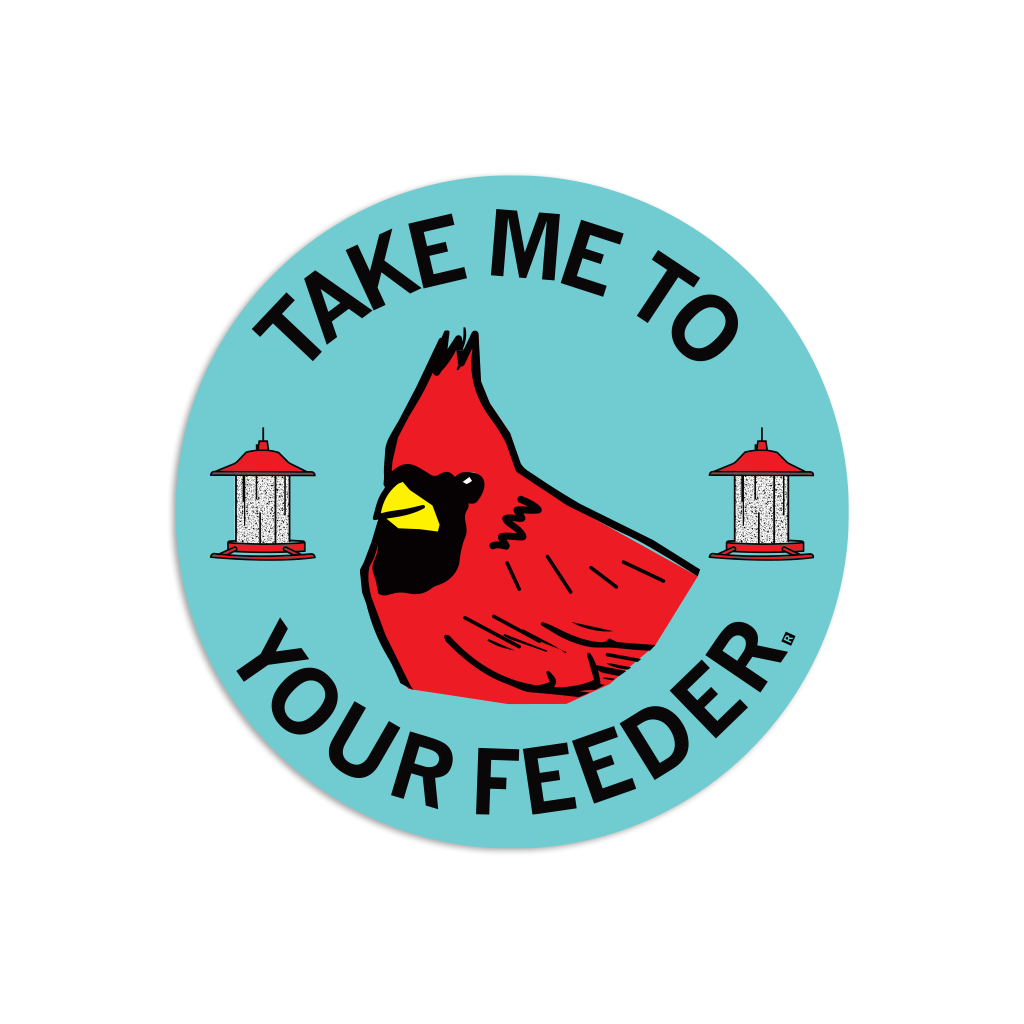 Take Me To Your Feeder Cardinal Circle Sticker - Adult & Kids T-Shirts, Sweatshirts & Hoodies apparel design preview 1
