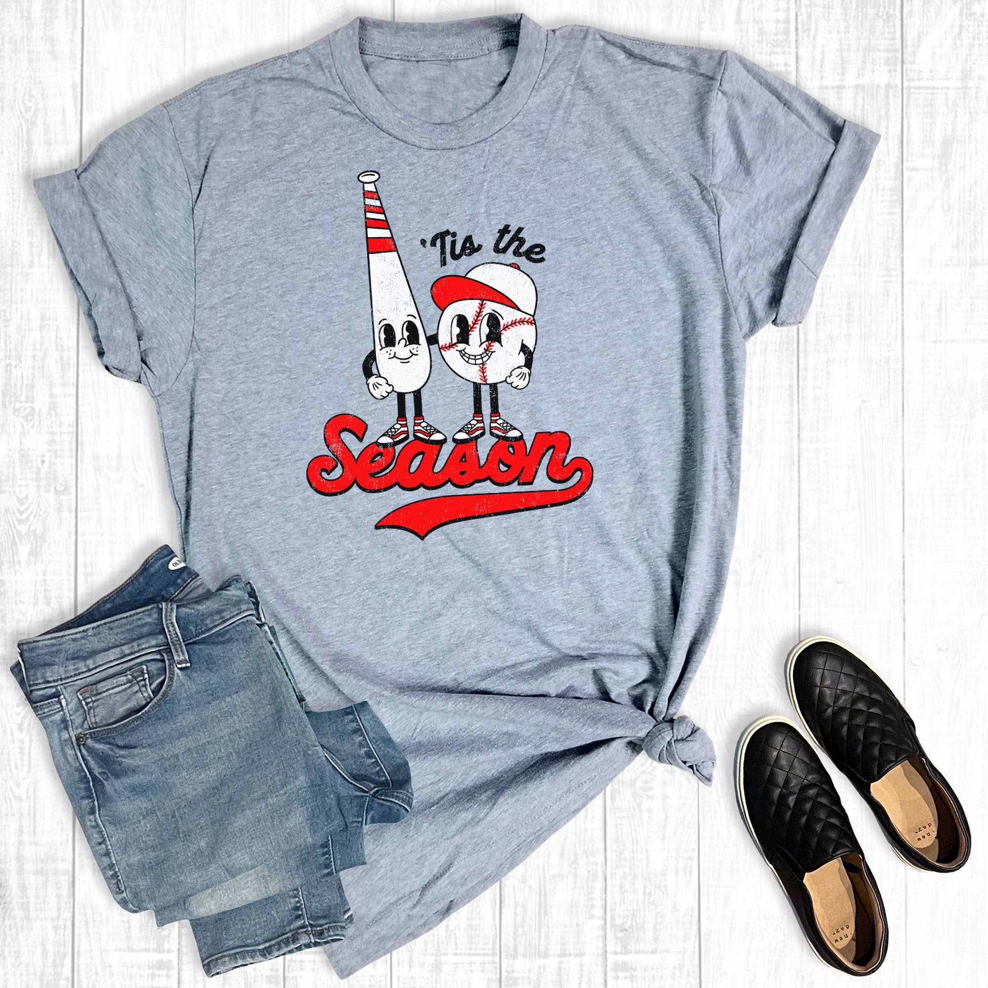 Baseball Vintage Tis the Season Graphic - Adult & Kids T-Shirts, Sweatshirts & Hoodies apparel design preview 1