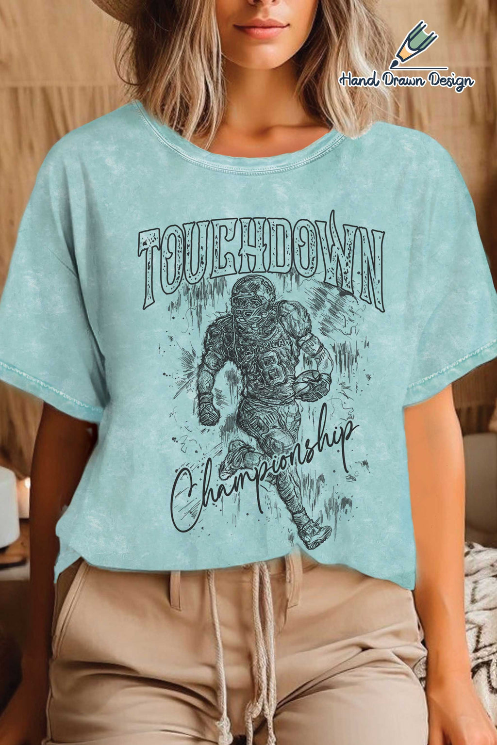 Touchdown Football Hand Drawn Mineral Graphic - Adult & Kids T-Shirts, Sweatshirts & Hoodies apparel design preview 1