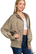 SI-25314 Acid Washed French Terry Zip-Up with Pockets - Adult & Kids T-Shirts, Sweatshirts & Hoodies apparel design preview 1