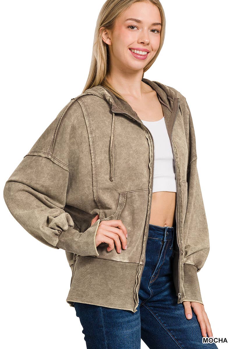 SI-25314 Acid Washed French Terry Zip-Up with Pockets - Adult & Kids T-Shirts, Sweatshirts & Hoodies apparel design preview 1
