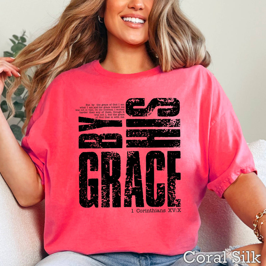 By His Grace Christian Graphic Gildan - Adult & Kids T-Shirts, Sweatshirts & Hoodies apparel design preview 1