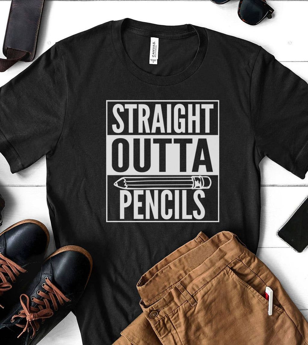 Straight Outta Pencils Teacher School Funny Gift - Adult & Kids T-Shirts, Sweatshirts & Hoodies apparel design preview 1