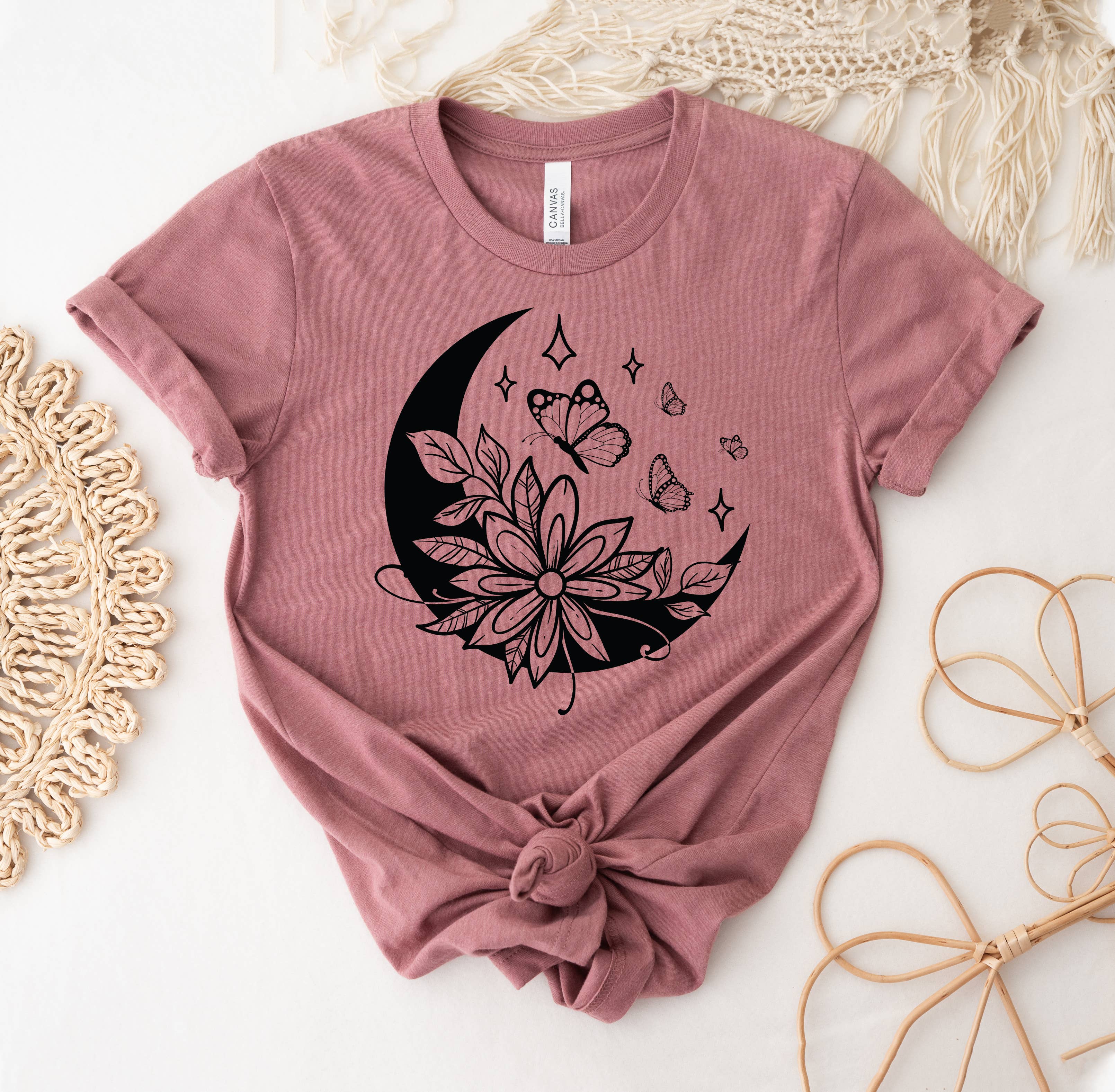 Floral Moon Butterfly - Adult & Kids T-Shirts, Sweatshirts & Hoodies apparel design preview 1