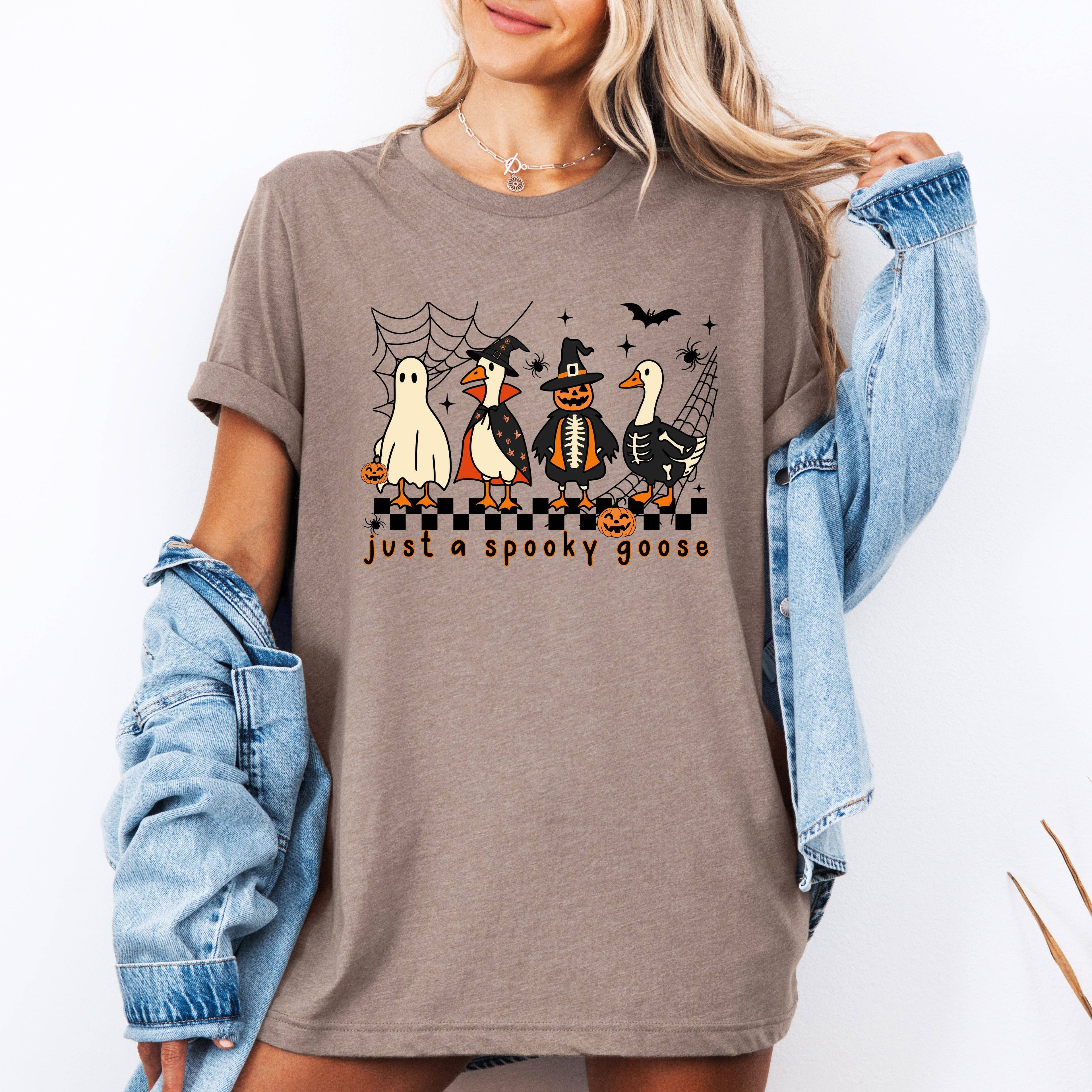 Just A Spooky Goose, Checkered, Halloween, - Adult & Kids T-Shirts, Sweatshirts & Hoodies apparel design preview 1