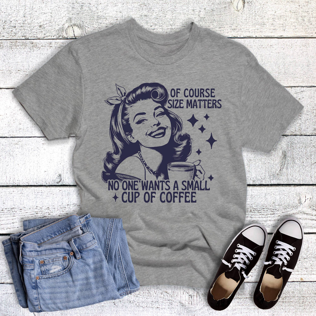 Funny Size Matters Coffee Graphic - Adult & Kids T-Shirts, Sweatshirts & Hoodies apparel design preview 1