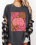 Retro Floral, Pink, Pumpkin, Halloween, Fall, Autumn - Adult & Kids T-Shirts, Sweatshirts & Hoodies apparel design preview 1