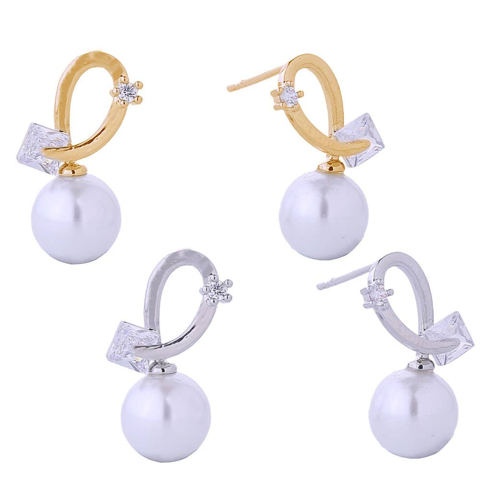 14K Dipped Decorative Line Cz Pearl Post Earrings - Adult & Kids T-Shirts, Sweatshirts & Hoodies apparel design preview 1