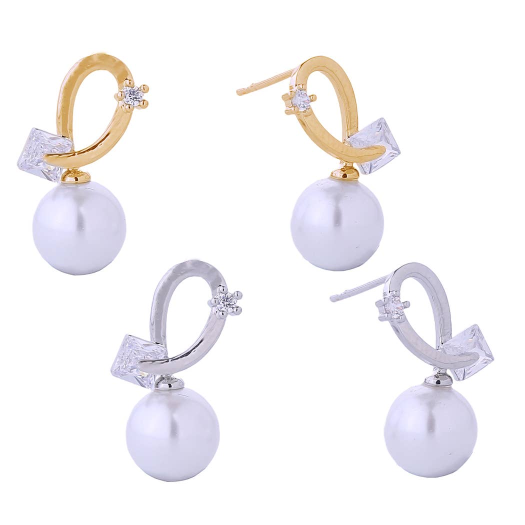 14K Dipped Decorative Line Cz Pearl Post Earrings - Adult & Kids T-Shirts, Sweatshirts & Hoodies apparel design preview 1
