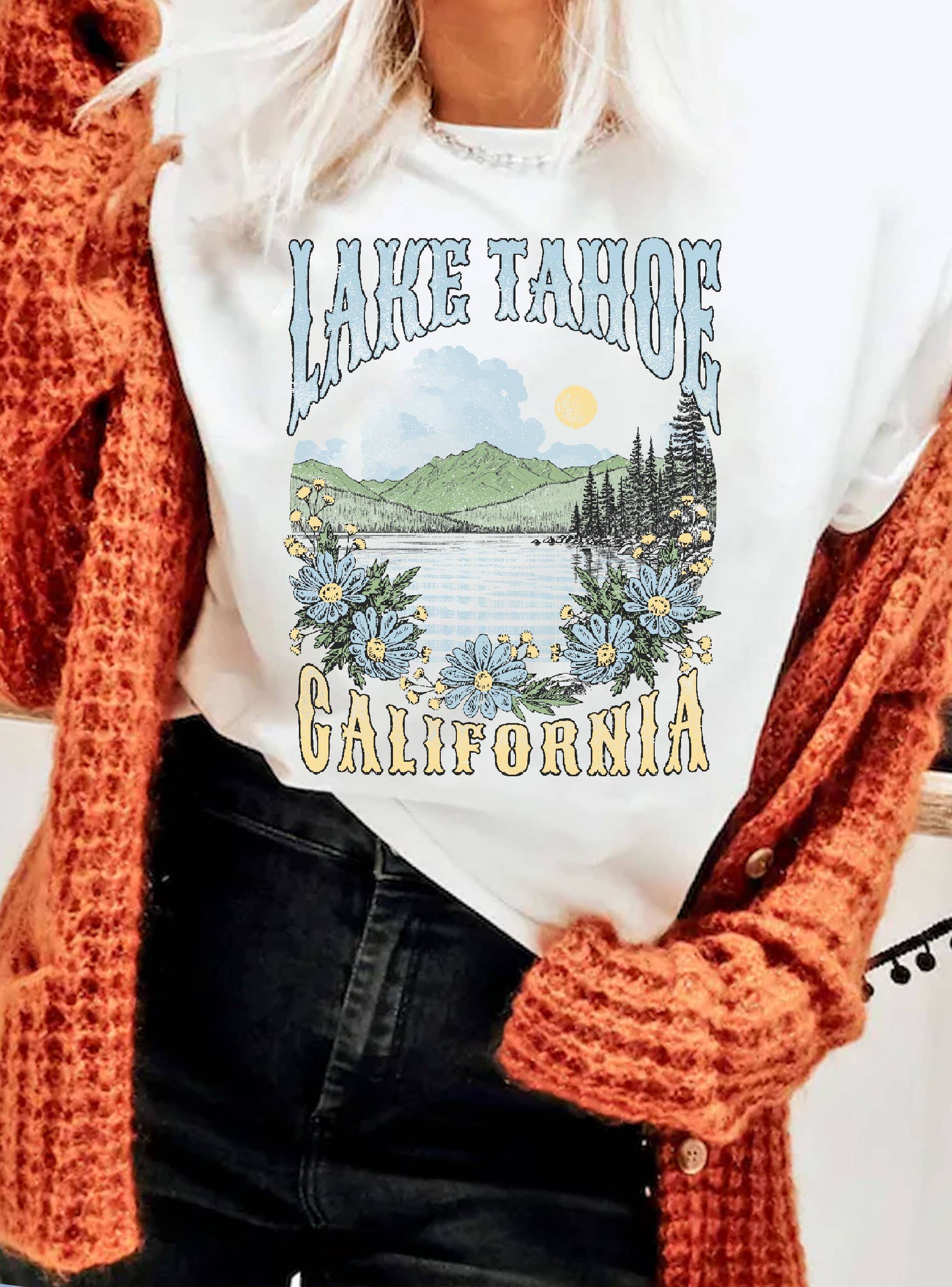 Lake Tahoe Flower California Graphic - Adult & Kids T-Shirts, Sweatshirts & Hoodies apparel design preview 1