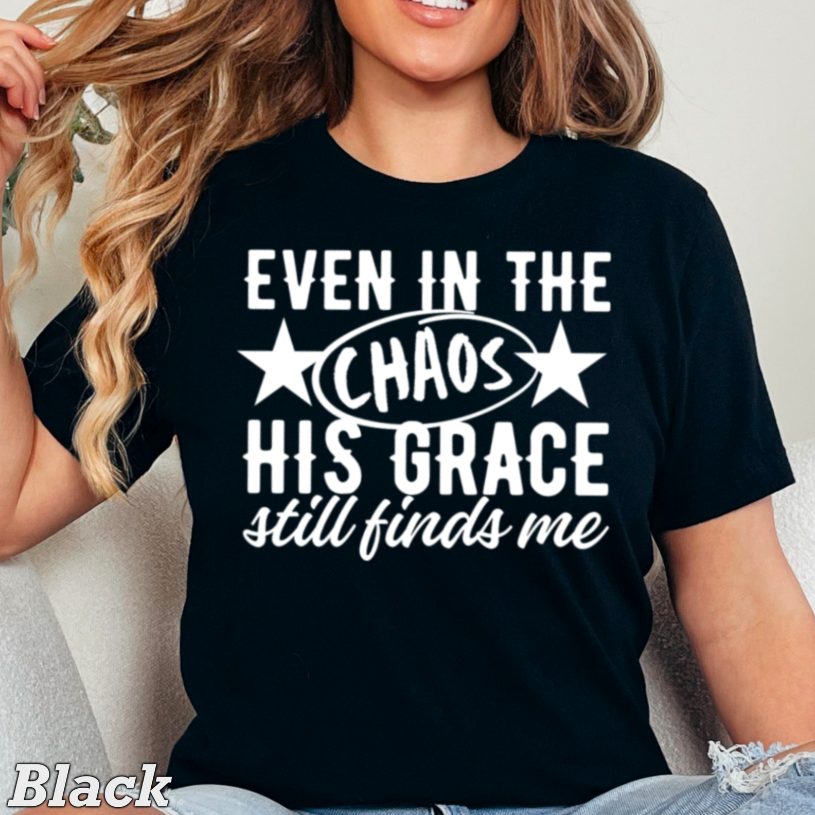 Even in the Chaos Christian Graphic Comfort Color - Adult & Kids T-Shirts, Sweatshirts & Hoodies apparel design preview 1