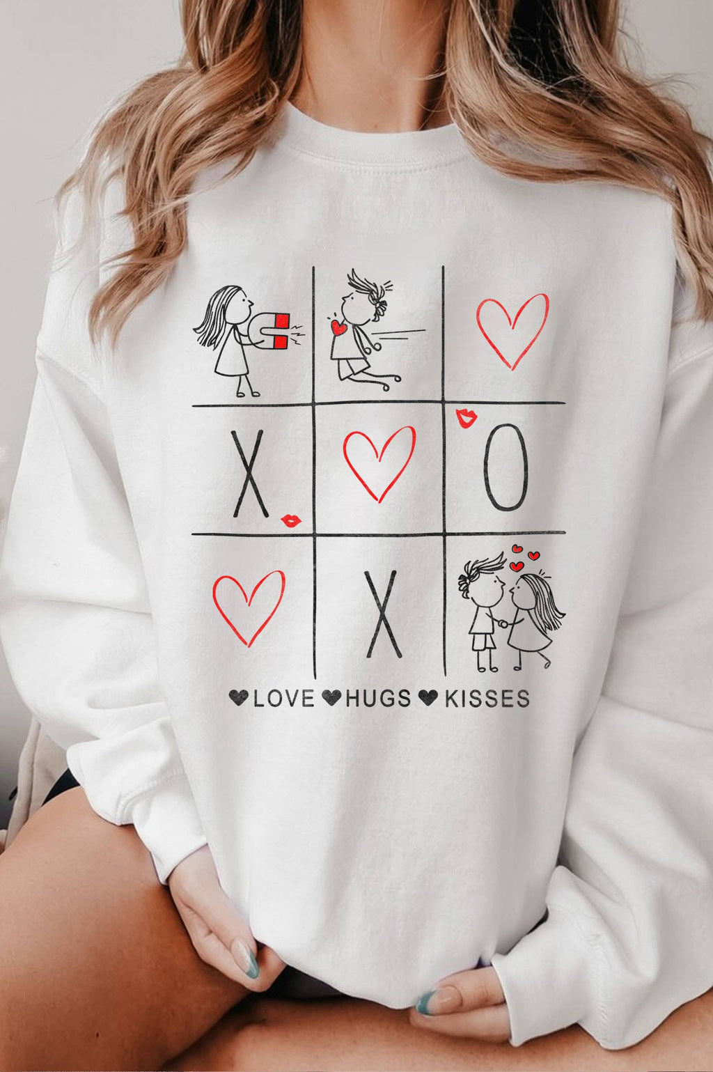 Xoxo Valentine Tic Tac Toe Graphic Brushed - Adult & Kids T-Shirts, Sweatshirts & Hoodies apparel design preview 1