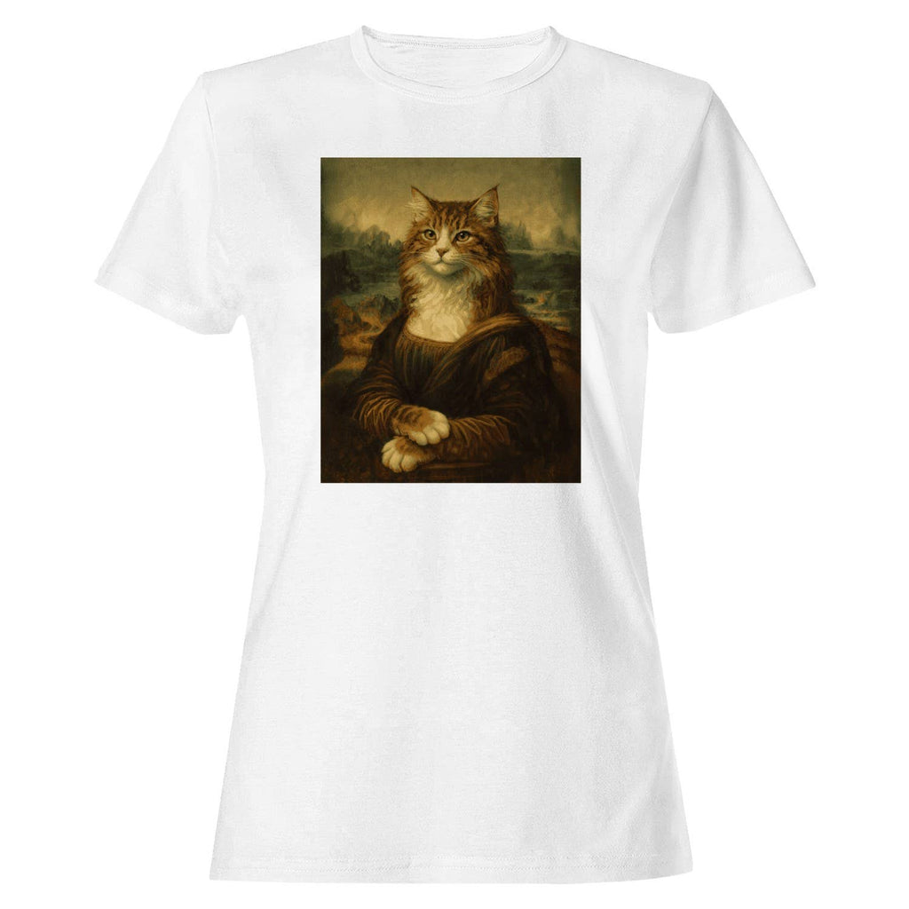Mona Lisa Cat Parody Women's White - Adult & Kids T-Shirts, Sweatshirts & Hoodies apparel design preview 1