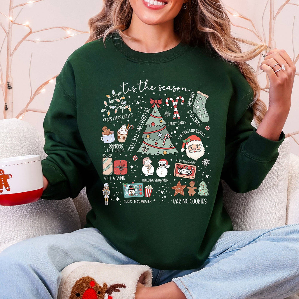 Tis the Season, Christmas, Santa, Tree, Snowman, - Adult & Kids T-Shirts, Sweatshirts & Hoodies apparel design preview 1