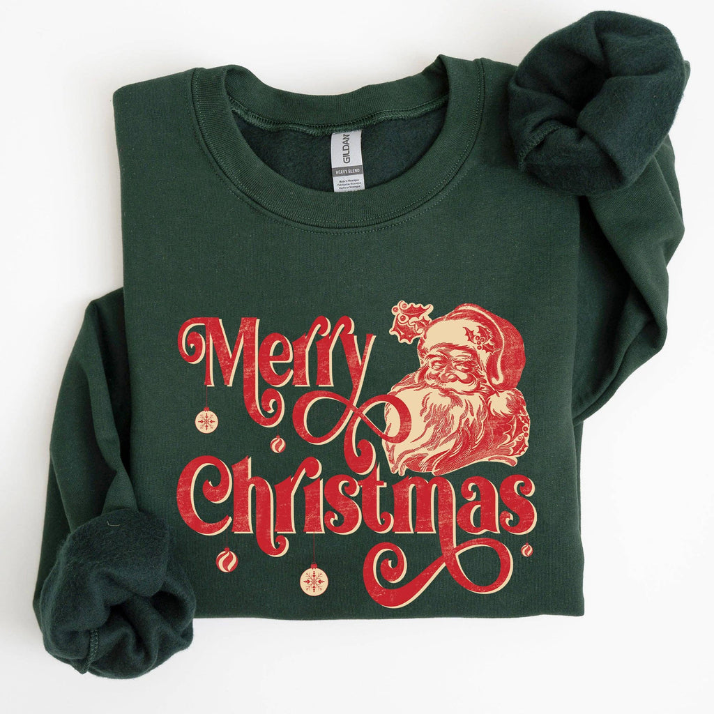 Merry Christmas, Classic Retro Santa, Winter Xmas - Adult & Kids T-Shirts, Sweatshirts & Hoodies apparel design preview 1