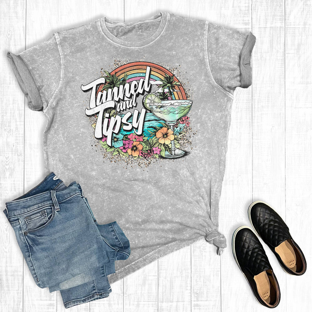 Summer Tanned and Tipsy Mineral Wash Graphic - Adult & Kids T-Shirts, Sweatshirts & Hoodies apparel design preview 1
