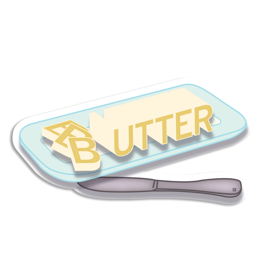 Butter Die-Cut Sticker - Adult & Kids T-Shirts, Sweatshirts & Hoodies apparel design preview 1