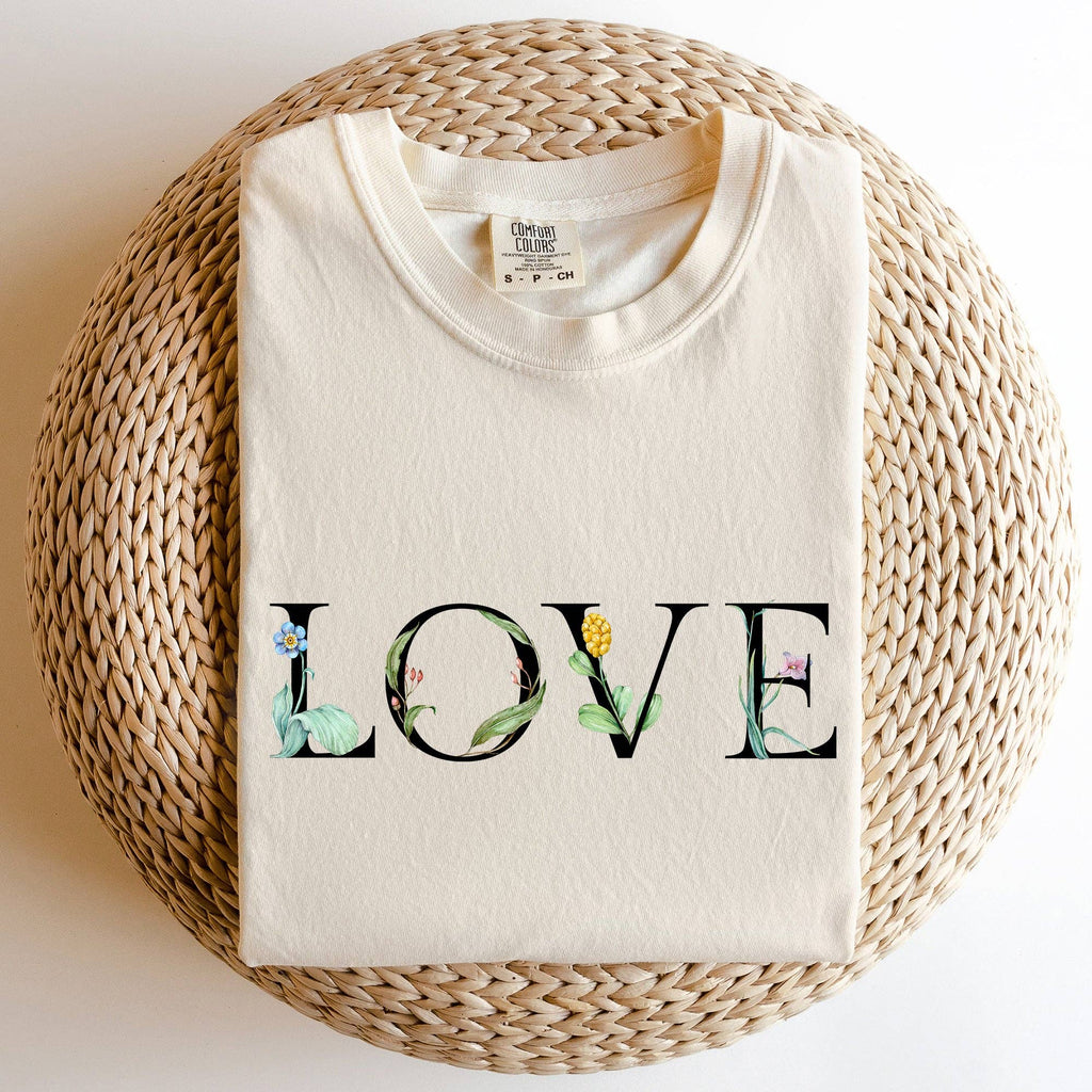 Love Flowers, Comfort Colors Valentine's Day - Adult & Kids T-Shirts, Sweatshirts & Hoodies apparel design preview 1