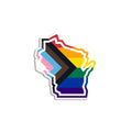 Wisconsin Outline Progress Pride Flag Die-Cut Sticker - Adult & Kids T-Shirts, Sweatshirts & Hoodies apparel design preview 1