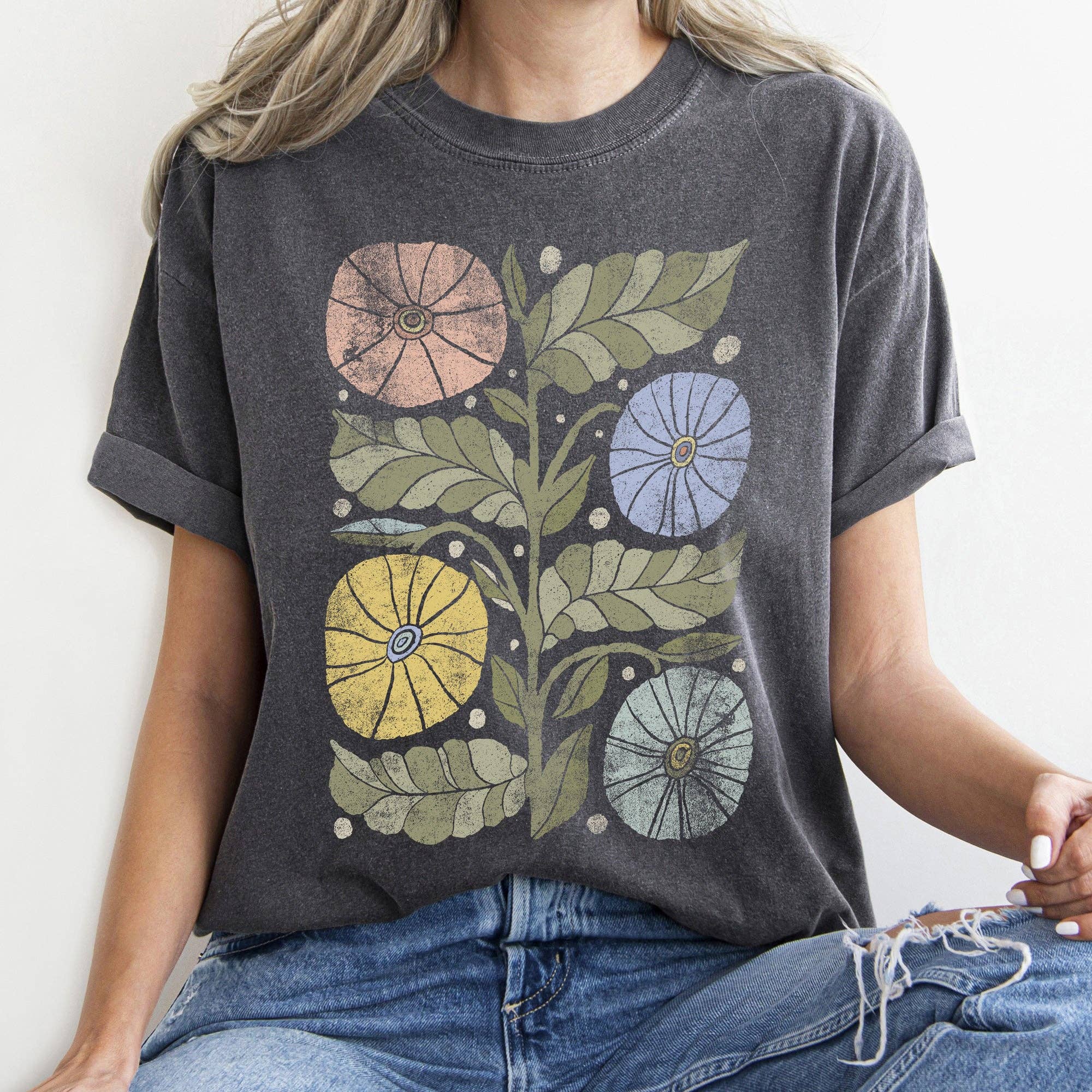 Boho Folk Art Chic Flower - Adult & Kids T-Shirts, Sweatshirts & Hoodies apparel design preview 1