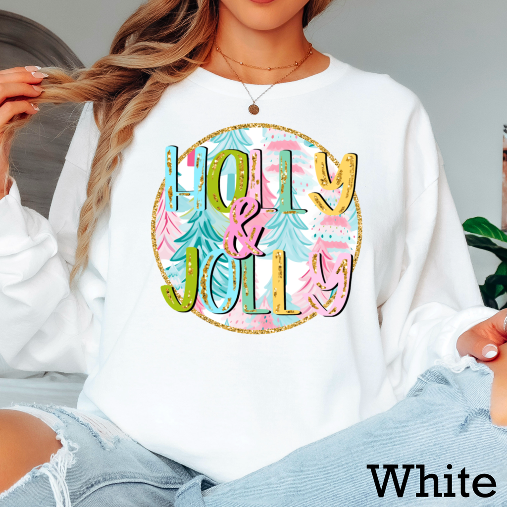 Holly and Jolly Christmas 2025 Gildan - Adult & Kids T-Shirts, Sweatshirts & Hoodies apparel design preview 1