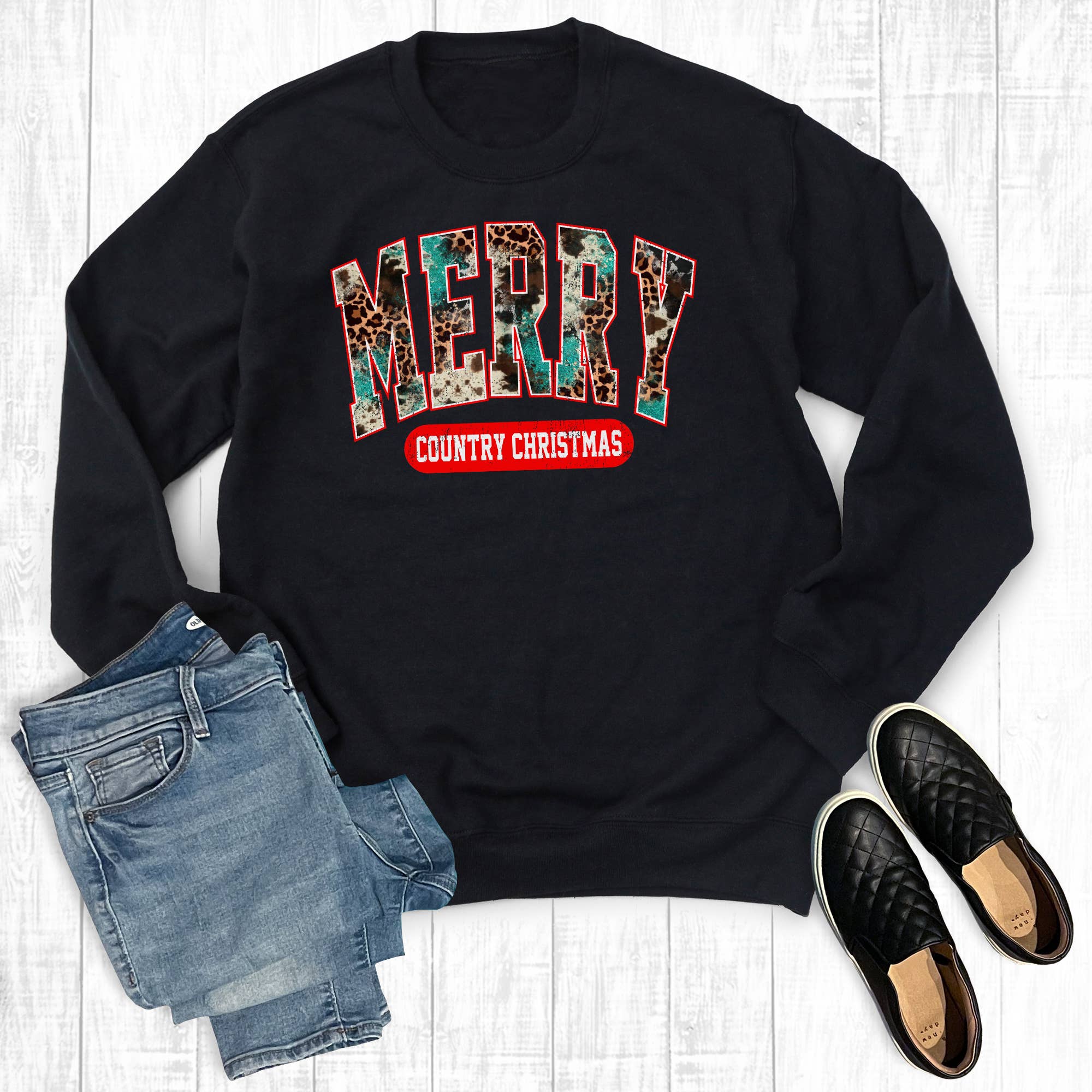 Western Merry Country Christmas - Adult & Kids T-Shirts, Sweatshirts & Hoodies apparel design preview 1