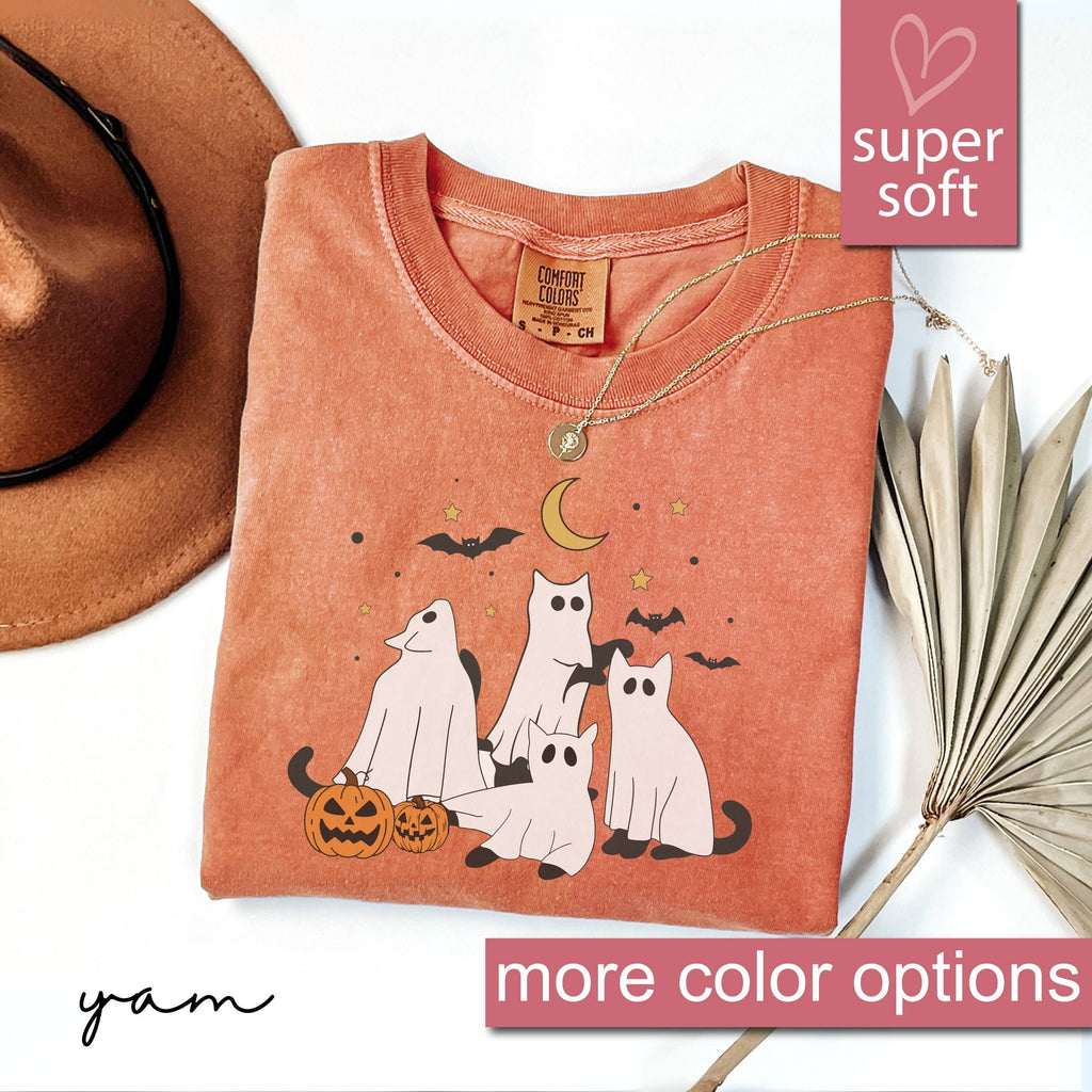 Ghost Cat Cute Retro Halloween For Lover - Adult & Kids T-Shirts, Sweatshirts & Hoodies apparel design preview 1