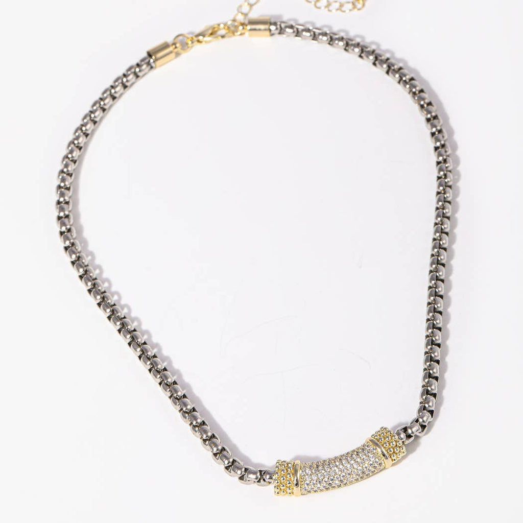 Box Chain Design Two Tone Cz Bar Necklace - Adult & Kids T-Shirts, Sweatshirts & Hoodies apparel design preview 1
