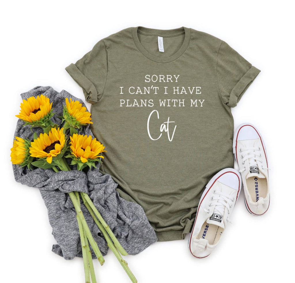 Sorry I Cant Have Plans with My Cat - Adult & Kids T-Shirts, Sweatshirts & Hoodies apparel design preview 1