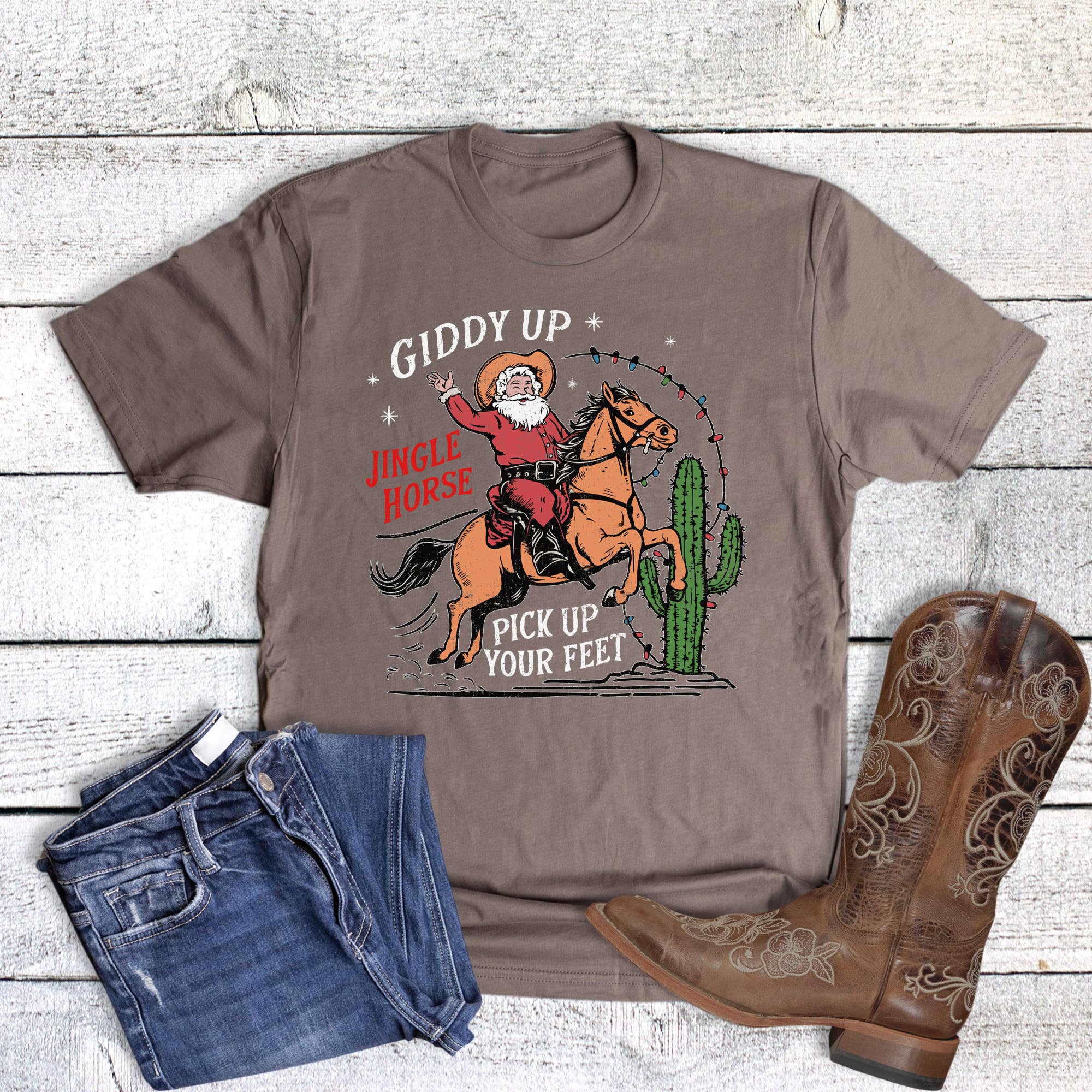 Christmas Giddy Up Pick Your Feet Graphic - Adult & Kids T-Shirts, Sweatshirts & Hoodies apparel design preview 1