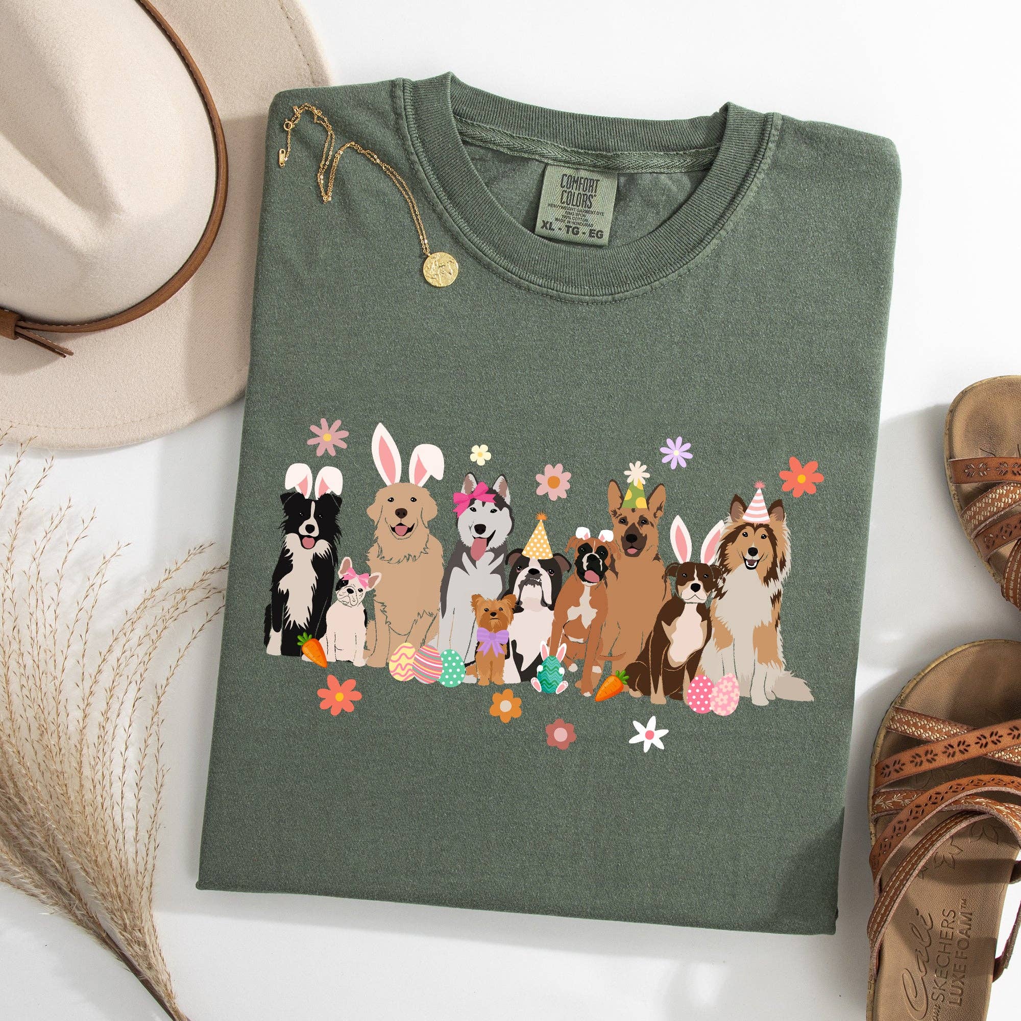 Adorable Dogs, Easter, Bunny, Jesus, Rabbit, Holiday - Adult & Kids T-Shirts, Sweatshirts & Hoodies apparel design preview 1