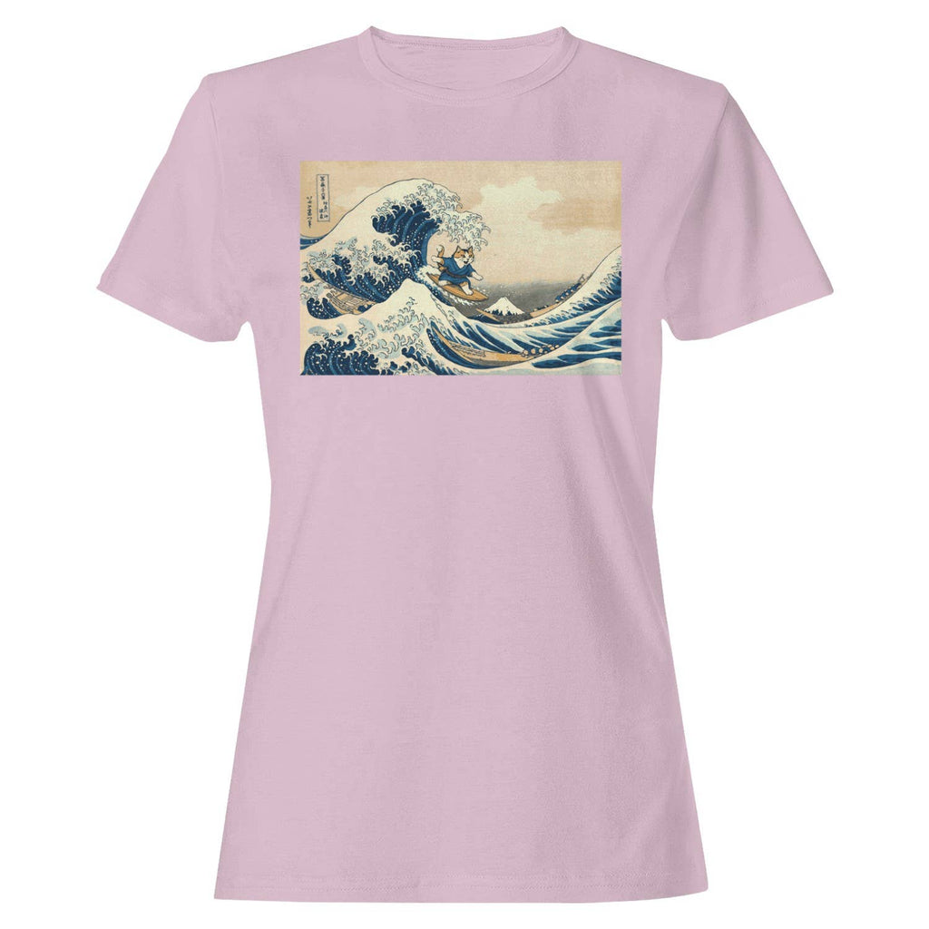 Surfing Wave Ukiyo-E Women's Light Pink - Adult & Kids T-Shirts, Sweatshirts & Hoodies apparel design preview 1