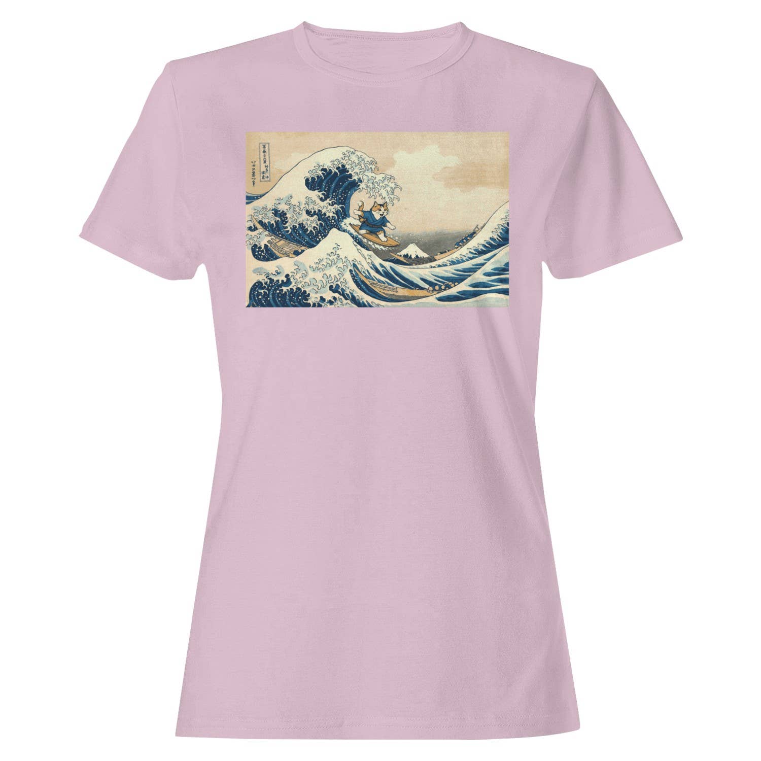 Surfing Wave Ukiyo-E Women's Light Pink - Adult & Kids T-Shirts, Sweatshirts & Hoodies apparel design preview 1