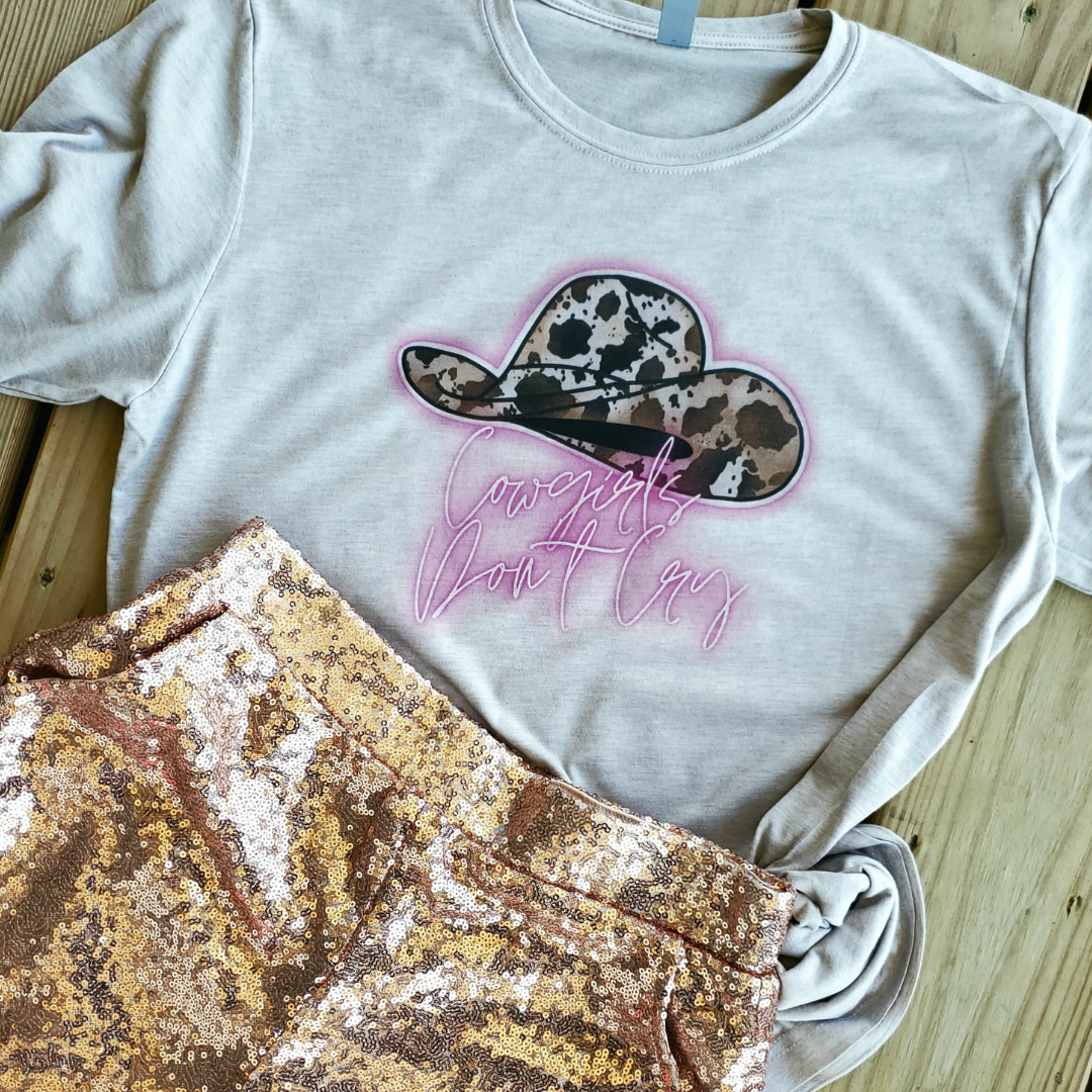 Cowgirls Don't Cry Neon Western Graphic - Adult & Kids T-Shirts, Sweatshirts & Hoodies apparel design preview 1
