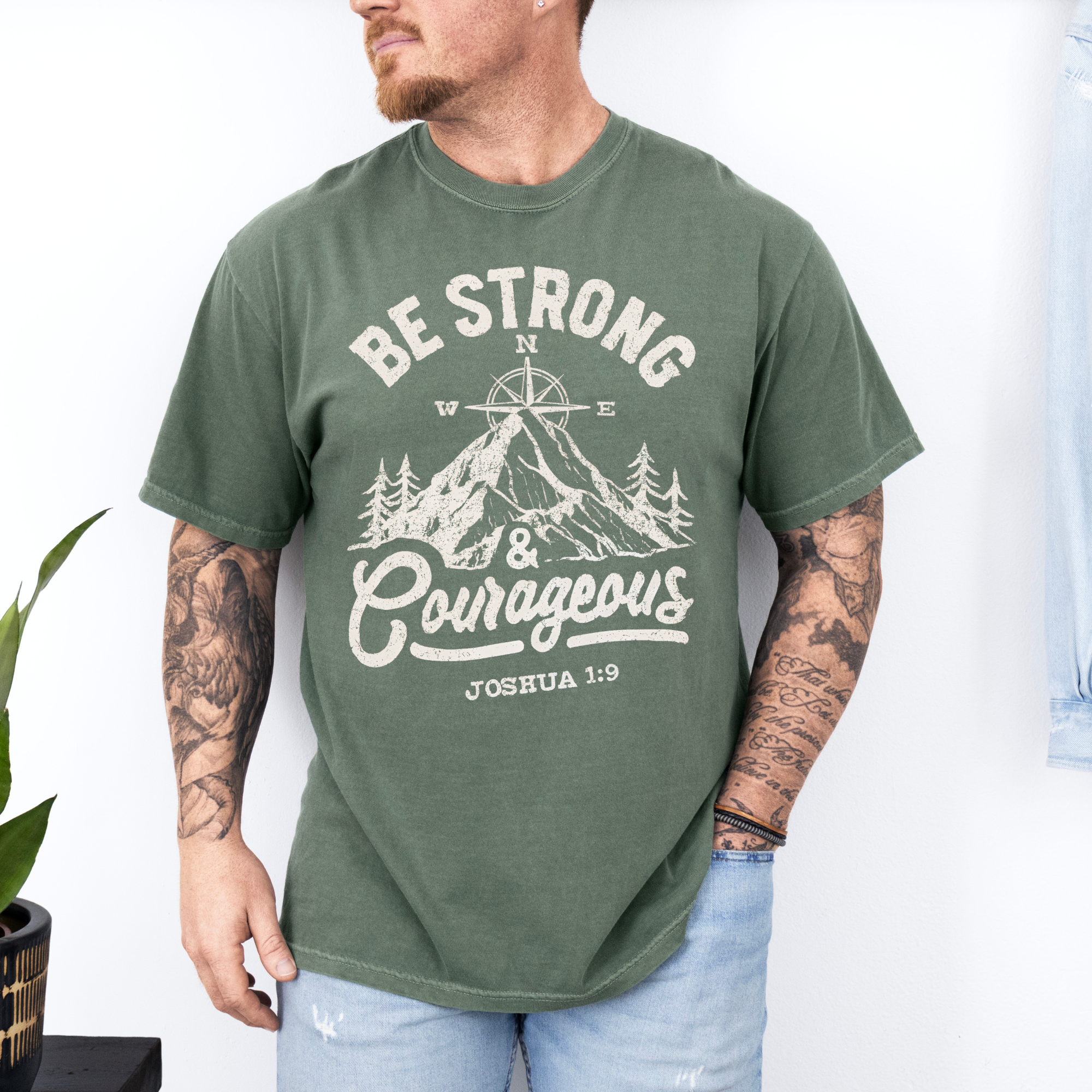 Father's Day: Be Strong Joshua 1:9 On Comfort Colors - Adult & Kids T-Shirts, Sweatshirts & Hoodies apparel design preview 1