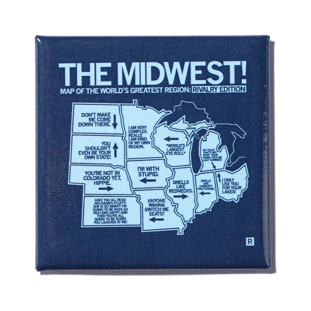 Midwest Rivalry Map Metal Magnet - Adult & Kids T-Shirts, Sweatshirts & Hoodies apparel design preview 1