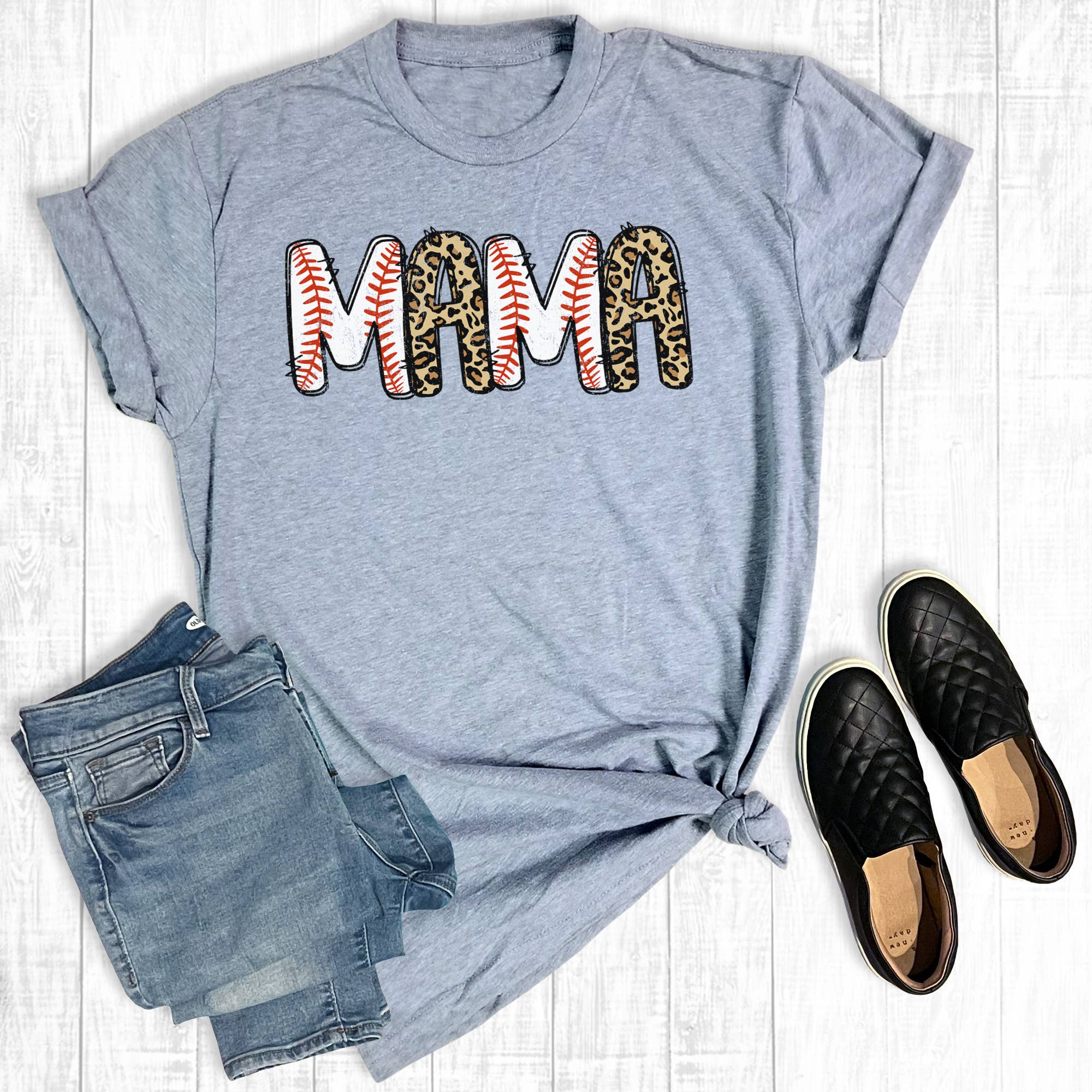 Leopard Baseball Mama Gray - Adult & Kids T-Shirts, Sweatshirts & Hoodies apparel design preview 1