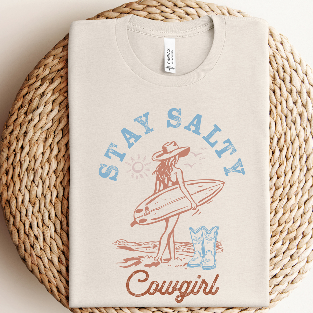 Stay Salty Cowgirl Graphic - Adult & Kids T-Shirts, Sweatshirts & Hoodies apparel design preview 1