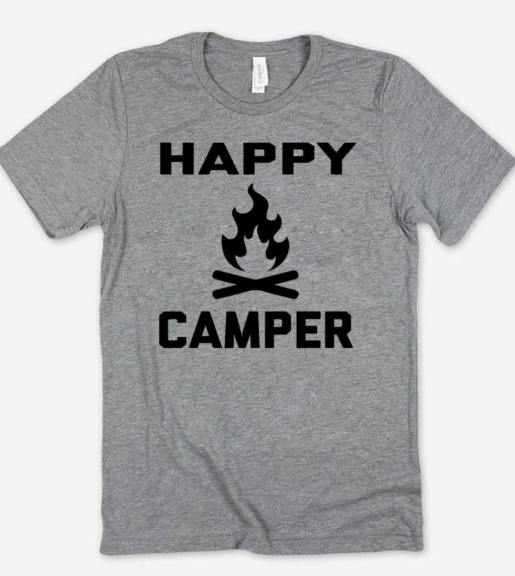 Happy Camper Camping Camp Fun Silly Fire - Adult & Kids T-Shirts, Sweatshirts & Hoodies apparel design preview 1