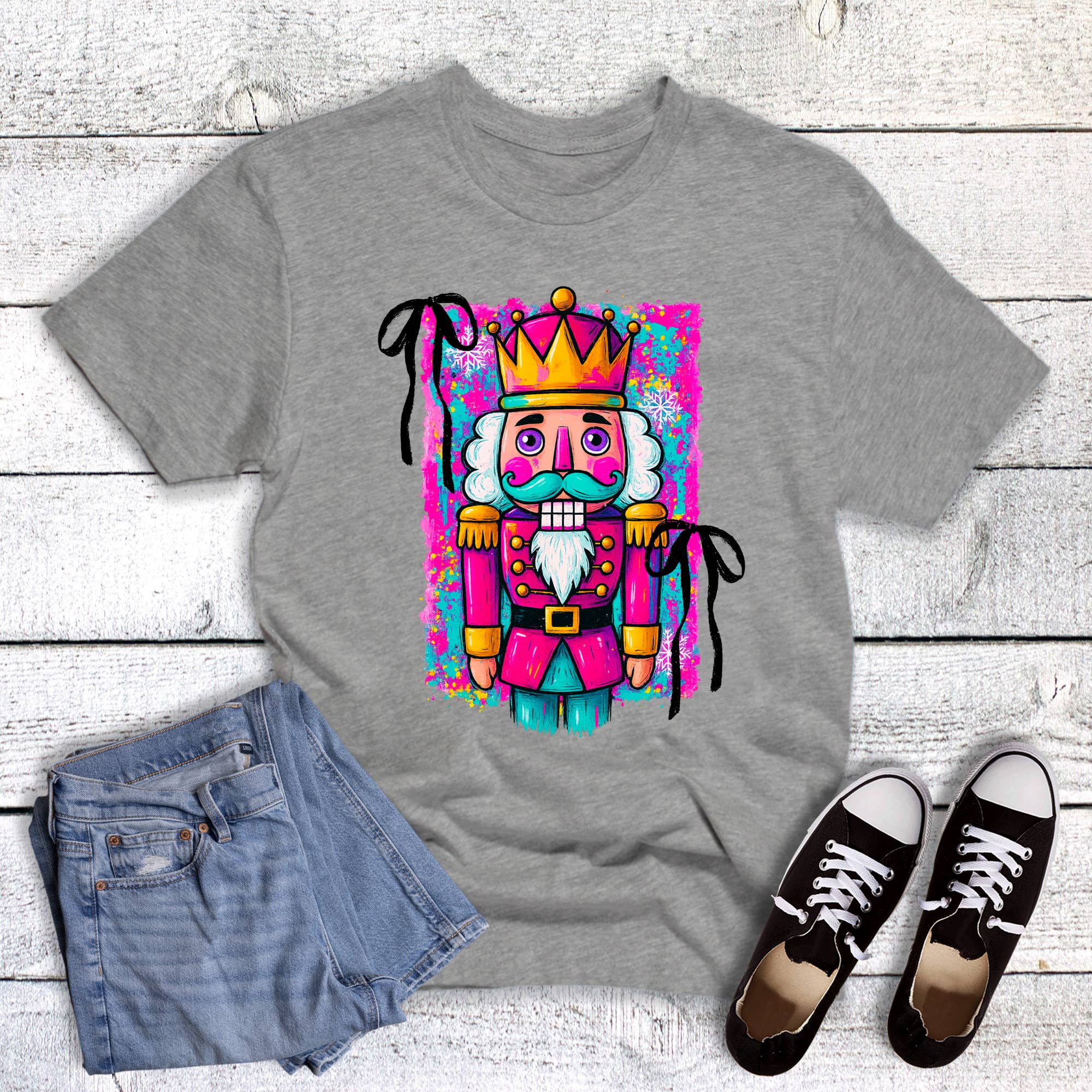 Christmas Preppy Painted Nutcracker Graphic - Adult & Kids T-Shirts, Sweatshirts & Hoodies apparel design preview 1