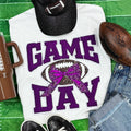 Purple Chenille Football Game Day with Sequin Bow - Adult & Kids T-Shirts, Sweatshirts & Hoodies apparel design preview 1