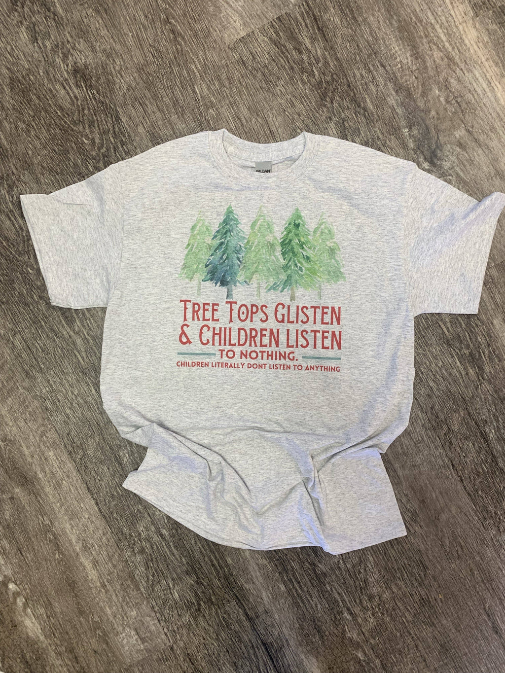 Tree Tops Children Listen On Ash Gray - Adult & Kids T-Shirts, Sweatshirts & Hoodies apparel design preview 1