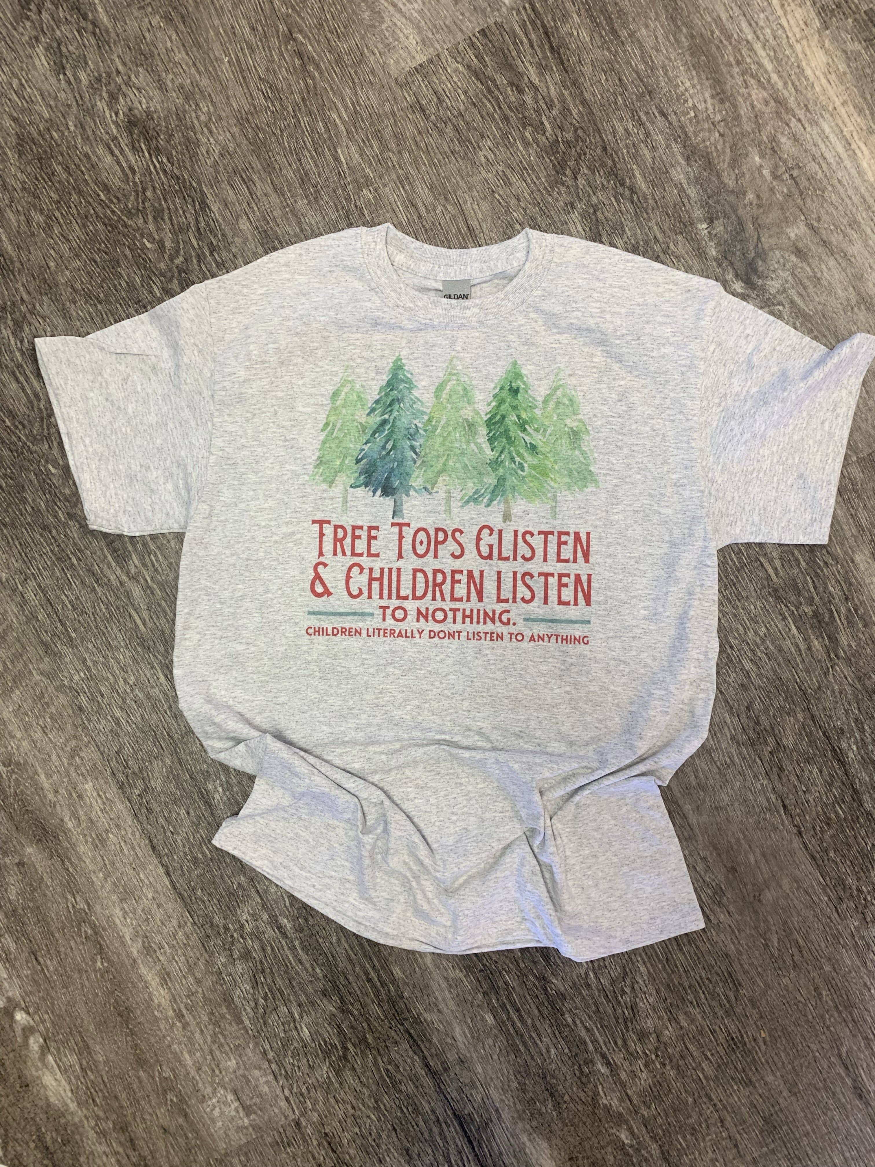Tree Tops Children Listen On Ash Gray - Adult & Kids T-Shirts, Sweatshirts & Hoodies apparel design preview 1