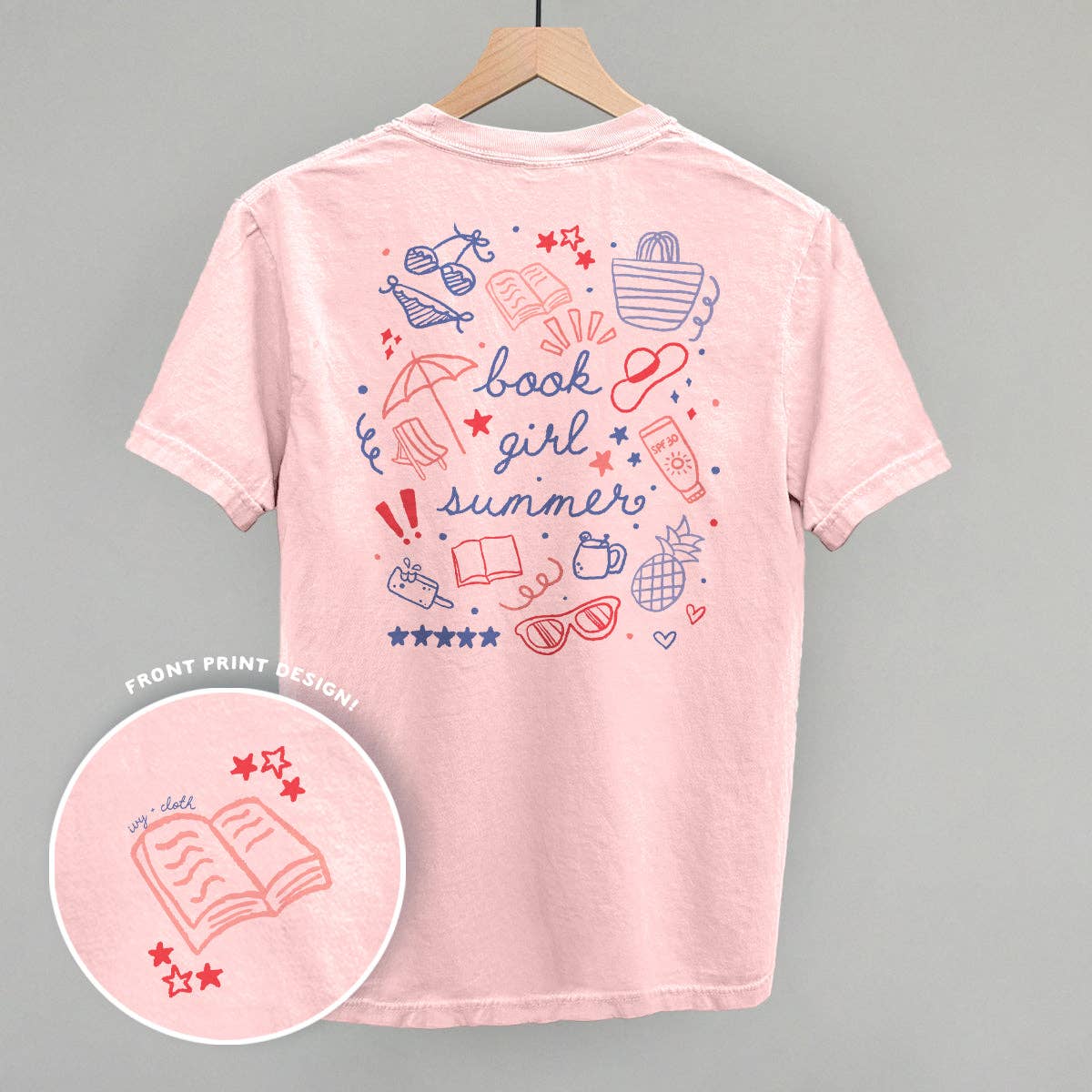 Book Girl Summer Colorful (Back Print) - Adult & Kids T-Shirts, Sweatshirts & Hoodies apparel design preview 1