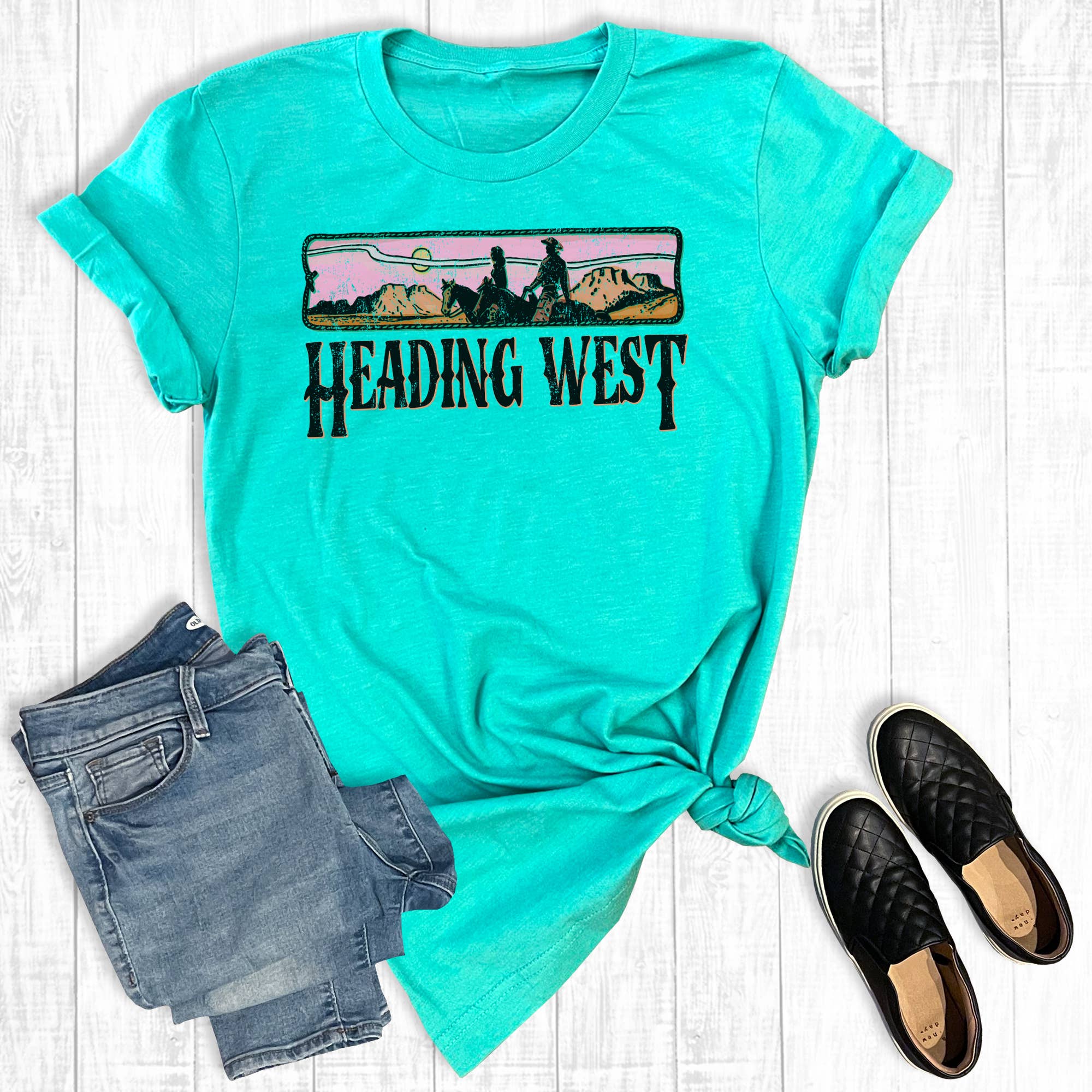 Western Heading West Graphic - Adult & Kids T-Shirts, Sweatshirts & Hoodies apparel design preview 1