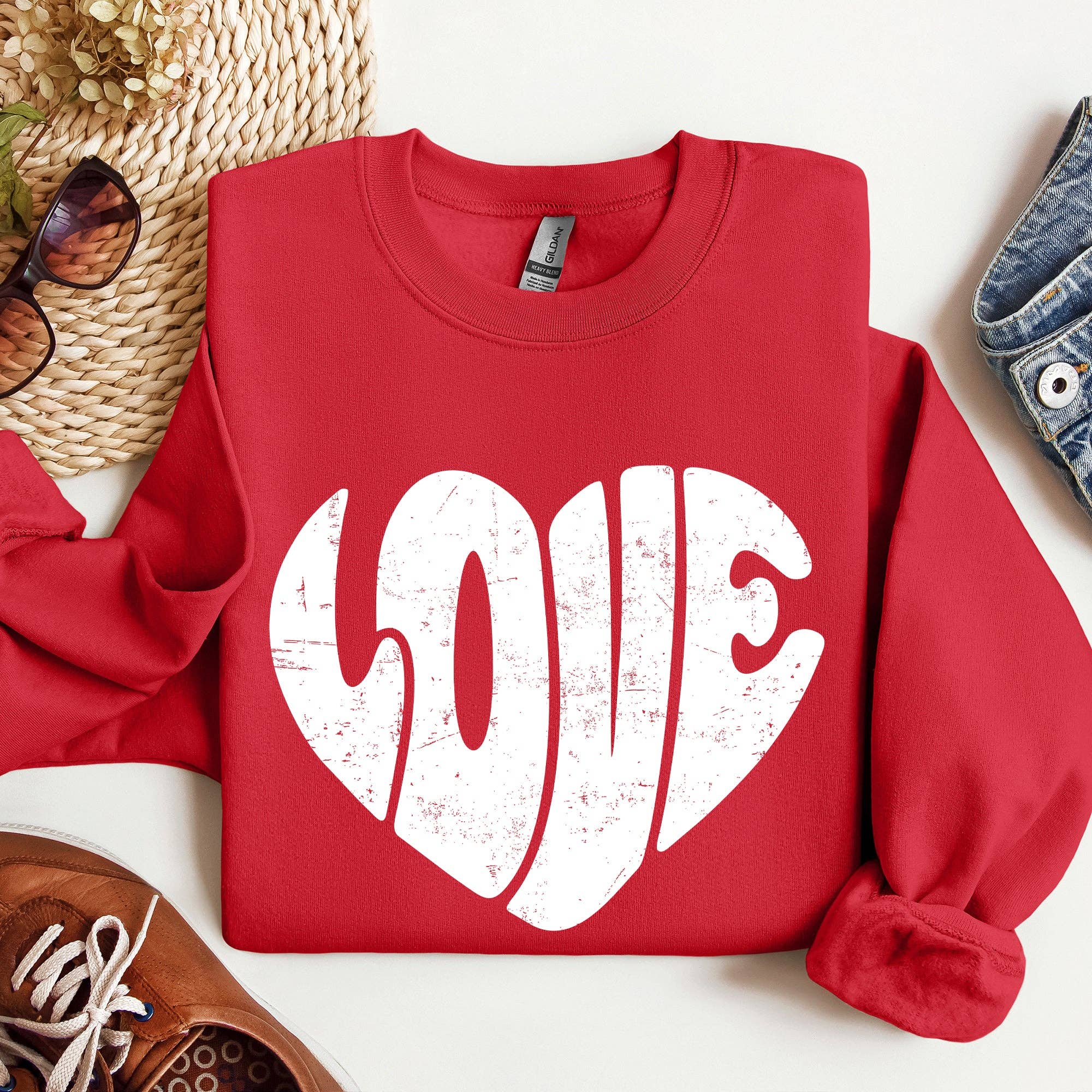 Retro Love Heart, Vintage, Valentine's Day - Adult & Kids T-Shirts, Sweatshirts & Hoodies apparel design preview 1
