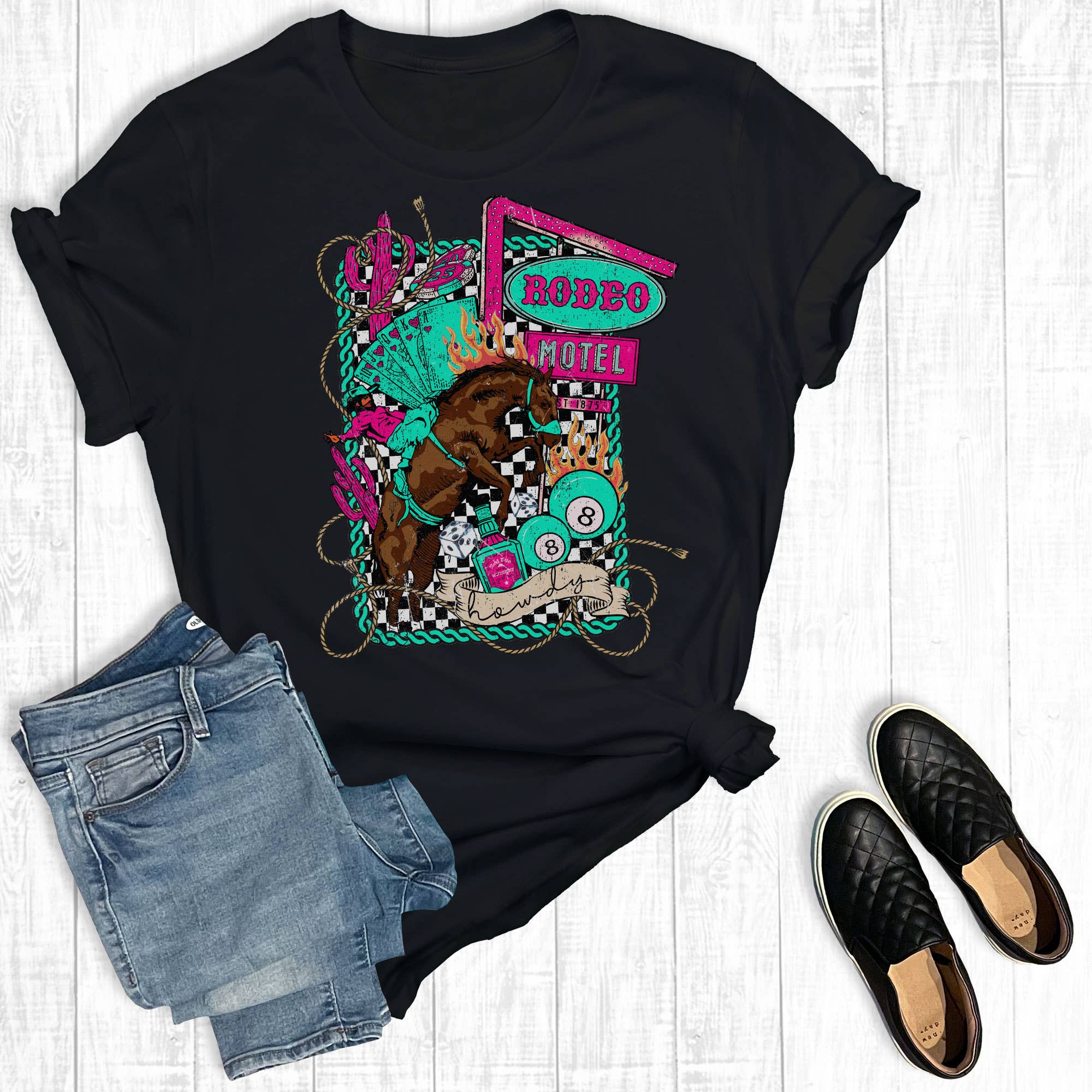 Western Rodeo Motel Graphic - Adult & Kids T-Shirts, Sweatshirts & Hoodies apparel design preview 1