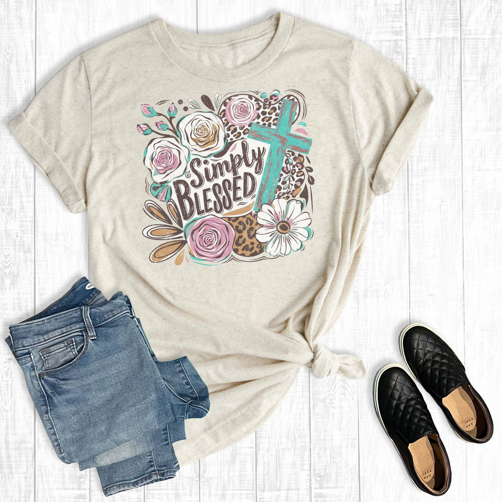 Faith Simply Blessed Cross Graphic - Adult & Kids T-Shirts, Sweatshirts & Hoodies apparel design preview 1